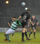 24 February 2014; Eamon Zayed, Shamrock Rovers, in action against Johnny Addis, Glentoran. Setanta Sports Cup, Quarter-Final, 1st leg, Shamrock Rovers v Glentoran, Tallaght Stadium, Tallaght, Co. Dublin. Picture credit: David Maher / SPORTSFILE