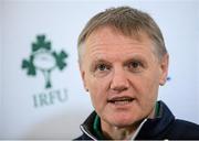 25 February 2014; Ireland head coach Joe Schmidt speaking during a press conference ahead of their RBS Six Nations Rugby Championship match against Italy on Saturday the 8th of March. Ireland Rugby Press Conference, Aviva Stadium, Lansdowne Road, Dublin. Picture credit: Pat Murphy / SPORTSFILE