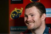 25 February 2014; Munster's Donnacha Ryan during a press conference ahead of their Celtic League 2013/14, Round 16, game against Scarlets on Saturday. Munster Rugby Press Conference, Cork Institute of Technology, Bishopstown, Cork. Picture credit: Diarmuid Greene / SPORTSFILE