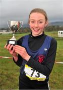25 February 2014; Laoise Geraghty, Taylor's Hill, Galway, with the trophy after winning the minor Girls 2000m race during the Aviva Connacht Schools Cross Country Championships. Sligo Race Course, Sligo. Picture credit: Barry Cregg / SPORTSFILE