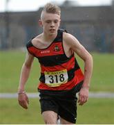 25 February 2014; Ryan Traynor, St. Mary's College, Galway, on his way to finishing in third place in the Junior Boys 3000m race during the Aviva Connacht Schools Cross Country Championships. Sligo Race Course, Sligo. Picture credit: Barry Cregg / SPORTSFILE