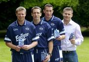 19 July 2005; The GPA today consolidated the Association's successful relationship with C&C Ireland through the launch of Ireland's first protein based sports drink, Club Energise Sport Recovery 20. At the launch are from left, Kerry footballer, Tomas O'Se, Armagh footballer, Kieran McGeeney, Cork hurler, John Gardiner and Dessie Farrell, Chief Executive of the GPA. DCU, Dublin. Picture credit; Damien Eagers / SPORTSFILE