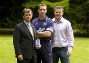 19 July 2005; The GPA today consolidated the Association's successful relationship with C&C Ireland through the launch of Ireland's first protein based sports drink, Club Energise Sport Recovery 20. At the launch are from left, Dr Liam Hennessy, Sports physiologist, Armagh footballer Kieran McGeeney and Dessie Farrell, Chief Executive of the GPA, DCU, Dublin. Picture credit; Damien Eagers / SPORTSFILE