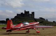 20 July 2005; One of the nine race planes parked on the temporary runway after their arrival at the Rock of Cashel, Co. Tipperary, in preparation for this weekend's Red Bull Air Race World Series. Cashel, Co. Tipperary. Picture credit; Brendan Moran / SPORTSFILE