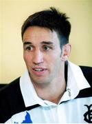 25 May 2000; Ian Jones, New Zealand and Barbarians, speaking to the media during a press conference ahead of the Anglo Irish Bank International test against Ireland at Lansdowne Road next Sunday. Barbarians Rugby Press Conference, Dublin. Picture credit: Brendan Moran / SPORTSFILE