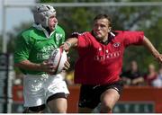 17 June 2000; David Humphreys, Ireland, is tackled by, Kyle Nichols and Morgan Williams, left, Canada. Rugby International, Canada v Ireland,  Fletcher's Fields, Ontario, Canada. Picture credit: Matt Browne / SPORTSFILE
