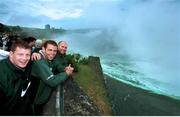16 June 2000; Ireland players, from left, Paul Wallace, Dominic Crotty and John Hayes look out over the Niagara Falls, during a team trip to the famous landmark, Ontario, Canada. Ireland Rugby Tour of Canada and USA. Picture credit: Matt Browne / SPORTSFILE