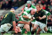 19 November 2000; Keith Wood, Ireland, is tackled by Albert Van Den Berg, South Africa. International friendly, Ireland v South Africa, Lansdowne Road, Dublin. Picture credit: Matt Browne / SPORTSFILE