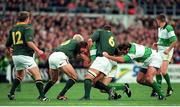 19 November 2000; Rob Henderson, left, and Kieron Dawson, Ireland, in action against Percy Montgomery, 10 and Corne Krige, 6, South Africa. International friendly, Ireland v South Africa, Lansdowne Road, Dublin. Picture credit: Aoife Rice / SPORTSFILE