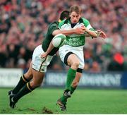 19 November 2000; Tyrone Howe, Ireland, is tackled by Thinus Delport, South Africa. International friendly, Ireland v South Africa, Lansdowne Road, Dublin. Picture credit: Aoife Rice / SPORTSFILE