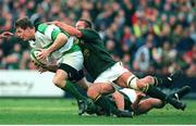 19 November 2000; Brian O'Driscoll, Ireland, is tackled by Corne Krige, South Africa. International friendly, Ireland v South Africa, Lansdowne Road, Dublin. Picture credit: Aoife Rice / SPORTSFILE