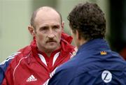 7 July 2005; British and Irish Lions kit assistant David &quot;Don&quot; Pearson in conversation with assistant coach Gareth Jenkins during squad training. British and Irish Lions squad training, Takapuna rugby club, North Shore, Auckland, New Zealand. Picture credit; Brendan Moran / SPORTSFILE