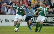 22 July 2005; Wes Houlihan, Shelbourne, in action against Brian McGovern, left, and Colm James, Bray Wanderers. eircom League, Premier Division, Bray Wanderers v Shelbourne, Carlisle Grounds, Bray, Co. Wicklow. Picture credit; Matt Browne / SPORTSFILE