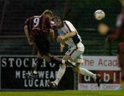 22 July 2005; Dominic Foley, Bohemians, beats Stephen Gray, Drogheda United to score his injury time winning goal. eircom League, Premier Division, Bohemians v Drogheda United, Dalymount Park, Dublin. Picture credit; David Maher / SPORTSFILE