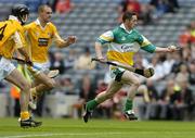 23 July 2005; Michael Cordial, Offaly, in action against Ciaran Herron, left, and Johnny Campbell, Antrim. Guinness All-Ireland Senior Hurling Championship, Relegation Section, Semi-Final, Offaly v Antrim, Croke Park, Dublin. Picture credit; Matt Browne / SPORTSFILE