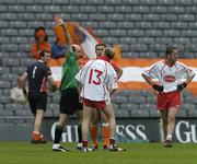23 July 2005; Peter Canavan, Tyrone, is sent off by referee Michael Collins against Armagh. Bank of Ireland Ulster Senior Football Championship Final Replay, Tyrone v Armagh, Croke Park, Dublin. Picture credit; Matt Browne / SPORTSFILE