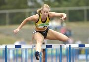 24 July 2005; Derval O'Rourke, Leevale A.C., clears the final hurdle on her way to winning the Women's 100m hurdle event during the AAI National Track and Field Championships. Morton Stadium, Santry, Dublin. Picture credit; Pat Murphy / SPORTSFILE