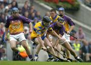 24 July 2005; Niall Gilligan and Diarmuid McMahon, Clare, in action against Declan Ruth, Wexford. Guinness All-Ireland Senior Hurling Championship Quarter-Final, Wexford v Clare, Croke Park, Dublin. Picture credit; Brendan Moran / SPORTSFILE