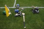 24 July 2005; A general view of hurls, helmets, and boots. Guinness All-Ireland Senior Hurling Championship Quarter-Final, Wexford v Clare, Croke Park, Dublin. Picture credit; Ray McManus / SPORTSFILE