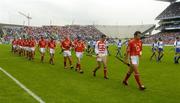 24 July 2005; Cork captain Sean Og O hAilpin leads his team in the pre-match parade. Guinness All-Ireland Senior Hurling Championship Quarter-Final, Wexford v Clare, Croke Park, Dublin. Picture credit; Ray McManus / SPORTSFILE