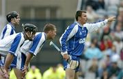 24 July 2005; Waterford goalkeeper Clinton Hennessy, right, stands in the goalmouth with team-mates Fergal Hartley, James Murray and Ken McGrath. Guinness All-Ireland Senior Hurling Championship Quarter-Final, Cork v Waterford, Croke Park, Dublin. Picture credit; Brendan Moran / SPORTSFILE