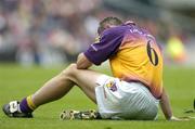 24 July 2005; Declan Ruth, Wexford, sits on the ground before leaving the field with an injury. Guinness All-Ireland Senior Hurling Championship Quarter-Final, Wexford v Clare, Croke Park, Dublin. Picture credit; Brendan Moran / SPORTSFILE