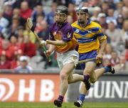 24 July 2005; Michael Jacob, Wexford, in action against Gerry Quinn, Clare. Guinness All-Ireland Senior Hurling Championship Quarter-Final, Wexford v Clare, Croke Park, Dublin. Picture credit; Damien Eagers / SPORTSFILE