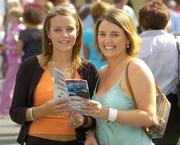 26 July 2005; Sisters Jill and Laura Cilcannon, right, of Tuam, Co. Galway, enjoy a day at the Galway Races, Ballybrit, Co. Galway. Picture credit; Pat Murphy / SPORTSFILE