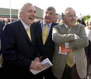 26 July 2005; An Taoiseach Bertie Ahern T.D. meets former Taoiseach Albert Reynolds, right, and former Commissioner Ray McSharry. Galway Races, Ballybrit, Co. Galway. Picture credit; Pat Murphy / SPORTSFILE