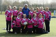 26 February 2014; Players from Firhouse CS with Leinster and Ireland player Sophie Spence at the Dublin Girls Give It a Try Blitz. Templeogue United / St. Judes GAA Grounds, Dublin. Picture credit: Matt Browne / SPORTSFILE