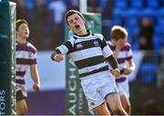 26 February 2014; Hugh O'Sullivan, Belvedere, celebrates after scoring a try against Clongowes. Beauchamps Leinster Schools Junior Cup, Quarter-Final, Clongowes v Belvedere, Donnybrook Stadium, Donnybrook, Dublin. Picture credit: Matt Browne / SPORTSFILE