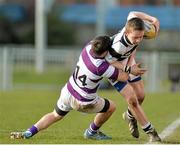26 February 2014; Ruadhan Byron, Belvedere, is tackled by David Murtagh, Clongowes. Beauchamps Leinster Schools Junior Cup, Quarter-Final, Clongowes v Belvedere, Donnybrook Stadium, Donnybrook, Dublin. Picture credit: Matt Browne / SPORTSFILE