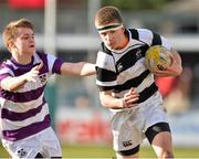 26 February 2014; Darragh Ring, Belvedere, is tackled by Reinis Lemess, Clongowes. Beauchamps Leinster Schools Junior Cup, Quarter-Final, Clongowes v Belvedere, Donnybrook Stadium, Donnybrook, Dublin. Picture credit: Matt Browne / SPORTSFILE