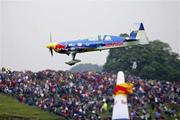 24 July 2005; Pilot Peter Besenyei, Hungary, in his Extra 330S aircraft, flies during the Red Bull Air Race. Cashel, Co. Tipperary. Picture credit;  SPORTSFILE