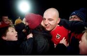8 January 2000; Keith Wood, Munster, celebrates victory with munster fans after defeating Saracens. Heineken European Cup, Munster v Saracens, Thomond Park, Limerick. Picture credit: Brendan Moran / SPORTSFILE