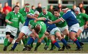 3 March 2000; Paul Wallace, Ireland A, is tackled by the Italy defence. Six Nations &quot;A&quot; Rugby International, Ireland A v Italy A, Donnybrook, Dublin. Picture credit: Aoife Rice / SPORTSFILE