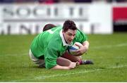 18 March 2000; David Wallace, Ireland A, scores a try. Six Nations &quot;A&quot; Rugby International, France A v Ireland A, Clermont Ferrand, France. Picture credit: Matt Browne / SPORTSFILE