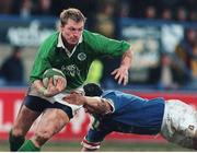 3 March 2000; Eric Miller, Ireland A, is tackled by Diego Colli, Italy A. Six Nations &quot;A&quot; Rugby International, Ireland A v Italy A, Donnybrook, Dublin. Picture credit: Matt Browne / SPORTSFILE