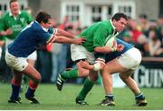 4 March 2000; Anthony Foley, Ireland, in action against Andrea De Rossi, 8, and Luca Martin, right, Italy. Six Nations Rugby International, Ireland v Italy, Lansdowne Road, Dublin. Picture credit: Brendan Moran / SPORTSFILE