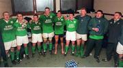31 March 2000; Ireland A celebrates defeating Wales to win the triple crown. Six Nations &quot;A&quot; Rugby International, Ireland A v Wales A, Donnybrook, Dublin. Picture credit: Matt Browne / SPORTSFILE