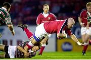 7 April 2000; Keith Wood, Munster, is tackled by Pat Howard, Leicester. Friendly Rugby Game, Munster v Leicester Tigers, Welford Road, Leicester, England. Picture credit: Brendan Moran / SPORTSFILE
