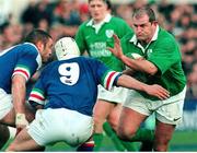 4 March 2000; Peter Clohessy, Ireland, in action against Alessandro Trocon, 9, Italy. Six Nations Rugby International, Ireland v Italy, Lansdowne Road, Dublin. Picture credit: Damien Eagers / SPORTSFILE