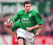 31 March 2000; Geordan Murphy, Ireland A. Six Nations &quot;A&quot; Rugby International, Ireland A v Wales A, Donnybrook, Dublin. Picture credit: Aoife Rice / SPORTSFILE