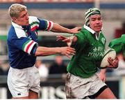 3 March 2000; Andy Ward, Ireland A, in action against Ezio Galon, France A. Six Nations &quot;A&quot; Rugby International, Ireland A v Italy A, Donnybrook, Dublin. Picture credit: Matt Browne / SPORTSFILE