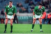 11 November 2000; Ronan O'Gara, left, and Shane Horgan, Ireland. International Rugby Friendly, Ireland v Japan, Lansdowne Road, Dublin. Picture credit: Brendan Moran / SPORTSFILE