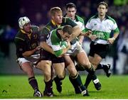15 November 2000; Kevin Maggs, Ireland A, is tackled by AJ Venter and Johan Wasserman, left, South Africa A.&quot;A&quot; Rugby International, Ireland A v South Africa A, Thomond Park, Limerick. Picture credit: Matt Browne / SPORTSFILE