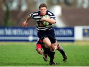 22 January 2000; Brian O'Driscoll, Blackrock College, in action against Mickey Rainey, Harlequins. AIB League Rugby, Division 2, Blackrock College v Belfast Harlequinns, Stradbrook, Dublin. Picture credit: Damien Eagers / SPORTSFILE