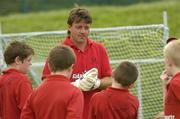 12 July 2005; Former Manchester United goalkeeper Gary Kelly speaking with young players at the Kidz 4 Sports Summer Campz 2005, which includes soccer, hockey and golf. Naas Sports Centre, Naas, Co. Kildare. Picture credit; Pat Murphy / SPORTSFILE