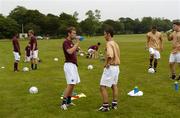 14 July 2005; Pat O'Sullivan, left, Drogheda United, takes a break during squad training with team-mate David Cassidy. Mosney, Co. Louth. Picture credit; Damien Eagers / SPORTSFILE