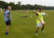 14 July 2005; Pat O'Sullivan, right, Drogheda United, is watched by team manager Paul Doolin during squad training. Mosney, Co. Louth. Picture credit; Damien Eagers / SPORTSFILE
